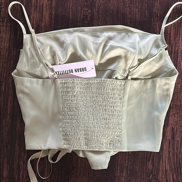 Urban Outfitters Satin Lace-Up Top in Cream - Picture 2 of 2